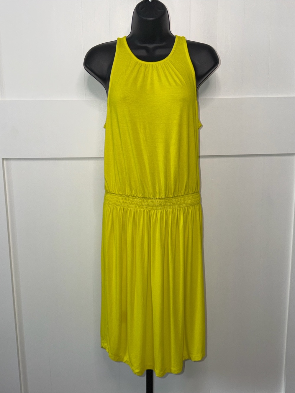 Banana Republic Bright Yellow Sleeveless Elastic Waist Dress Size Small